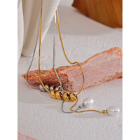 JINYOU 1257 perles rondes en acier inoxydable chaîne goutte perles artificielles mode collier élégant charme bijoux