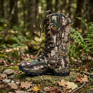 Bottes tactiques de chasse TSB1 Outdoor Tall Camo, motif camouflage arboricole, fermeture éclair latérale, semelle robuste, imperméables, légères, jungle - Product Image 3