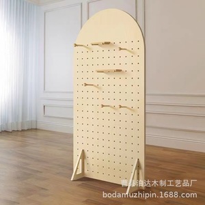 Solid Wood Screen Partition Nordic Style Pegboard Floor Standing Storage Shelf Living <b>Room</b> Entrance <b>Divider</b> Multifunctional - Product Image 4