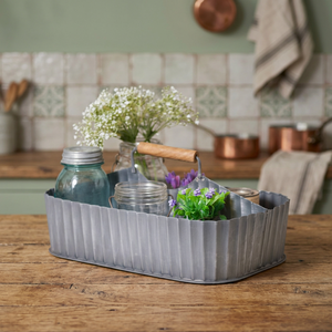 Caddie de rangement Master Carry avec séparateur central, structure métallique, design en bois - Support de rangement pour vaisselle de cuisine non pliable - Product Image 3