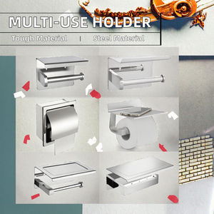 Porte-papier toilette mural, support de téléphone portable, étagère de rangement, design industriel, adhésif, pour usage domestique, porte-serviettes en papier TYPE 3 - Product Image 2