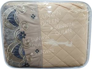 Ensemble jupe de lit 6 pièces de luxe style américain avec rideaux de cantonnière couvre-lit à volants ensemble de couette taies d'oreiller en dentelle pour chambre d'hôtel - Product Image 3