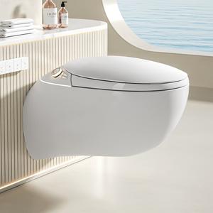 Toilette en céramique encastrée murale en forme d'œuf Réservoir d'eau intégré Siphon entièrement automatique Télé<span class=keywords><strong>commande</strong></span> Toilette intelligente suspendue - Product Image 1