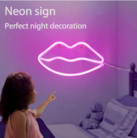 En gros Rouge Couleur Lèvre Forme LED Mur Néon Lèvres Signes Pour Fille Décoration de La Maison