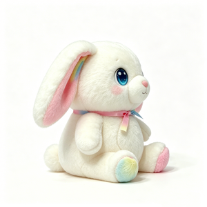 ตุ๊กตากระต่ายสีขาวอ้วนอ้วนแบบกำหนดเองได้ แก้มสีชมพูอ่อน จมูกกลมสีชมพูเล็กน้อย และรอยยิ้มอ่อนโยน - Product Image 1