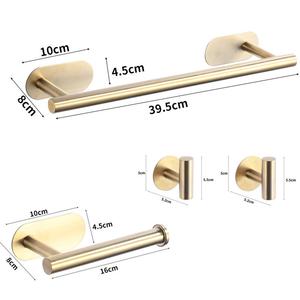 Ensemble de porte-serviettes en nickel brossé moderne pour hôtel et appartement, salle de bain, montage mural sans perçage, rangement avec porte-mouchoirs et crochets - Product Image 5