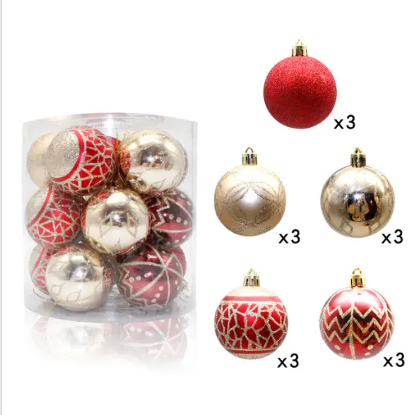 2021 promotional gifts for women Decorative supplies pendant 6CM Christmas ball 15PCS/ PVC package Plating Christmas ornament