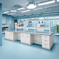 Table de travail de laboratoire en acier avec résine époxy chimique et cadre en C de conception moderne certifiée CE pour les écoles, les hôpitaux et les enseignants.