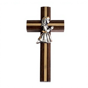 Crucifijo, cruz de madera, niña, figura hecha a mano, decoración colgante, Cruz de pared - Product Image 1