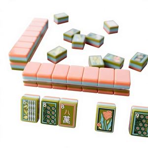 Juego de Fichas de Mahjong Americano <span class=keywords><strong>Fengcai</strong></span> 2026 de Acrílico de Alta Calidad, Color Rosa Pálido y Blanco, Diseño de Loto, Arte Moderno, 4 Capas, Entretenimiento - Product Image 2