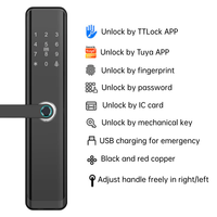 Serrure de porte intelligente avec déverrouillage par empreinte digitale et clé, contrôle via l'application Tuya, compatible Wi-Fi pour plusieurs types de portes