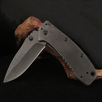 Couteau pliant de camping Meiji, petit modèle, entièrement noir, ultra-affûté, lame en acier haute teneur en carbone plaqué titane, manche en acier inoxydable
