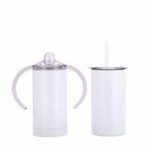 Venta al por mayor 12oz Recto Flaco En Blanco Acero Inoxidable Bebé Sippy Cup Niños Sublimación Vaso Con Pajita - Product Image 1