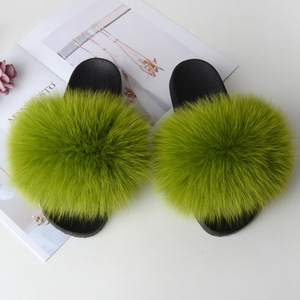 Pantoufles de renard véritable, livraison gratuite, mules en <span class=keywords><strong>fourrure</strong></span> véritable, sandales pour femmes, claquettes - Product Image 3