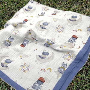 Couette 100% coton biologique personnalisée <span class=keywords><strong>6</strong></span> couches pour nouveau-né couverture en mousseline super douce pour bébé literie pour enfants couverture pour bébé - Product Image 3