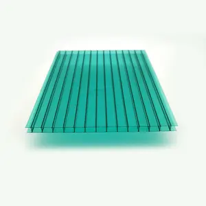 Uv Protection 10mm green Two Wall Polycarbonate Hollow Sun Panel For Garage Roof