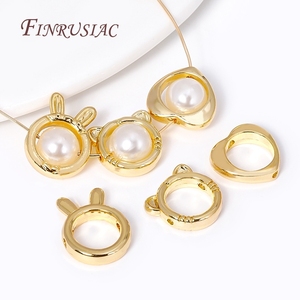 In ottone metallo attraverso il foro perlina cerchio 18K placcato oro gatto/coniglio struttura a forma di <span class=keywords><strong>perline</strong></span> distanziatore connettori fai da te creazione di gioielli - Product Image 3