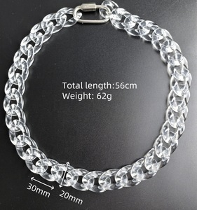 Collana con Catena Cubana Creativa Europea, Collana Punk Cool in Acrilico Trasparente per <span class=keywords><strong>Mio</strong></span> <span class=keywords><strong>Figlio</strong></span> - Product Image 4