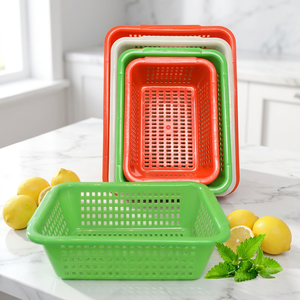 Pearl River Large Rectangular <b>Plastic</b> Eco-Friendly Dishwasher Safe <b>Colander</b> for Party and Meal Prep - Product Image 1