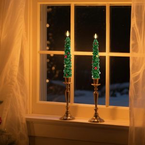 Velas LED Blancas Cónicas de Color Verde Salvia Realistas, de Cera de Parafina, Ecológicas, para Decoración del Hogar, Fiestas, con Control Remoto - Product Image 6