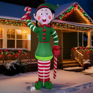 Elfo Gonfiabile Seduto con Babbo Natale per Decorazioni Natalizie da Esterno, Personalizzabile con Logo, Vendita all'Ingrosso - Product Image 2