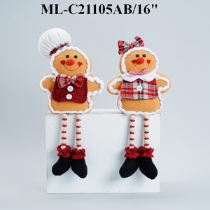 Décoration de Noël : Poupée en peluche Bonhomme de pain d'épices, coussin décoratif, jouet en tissu assis/debout, 31-50 cm, coffret cadeau personnalisé, ensemble de jouets - Product Image 3