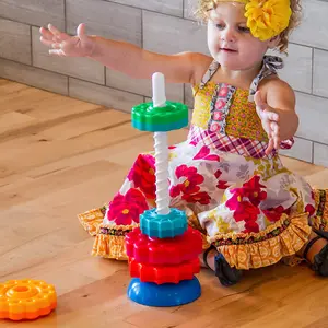教育婴儿旋转玩具彩虹塔堆叠幼儿塑料环