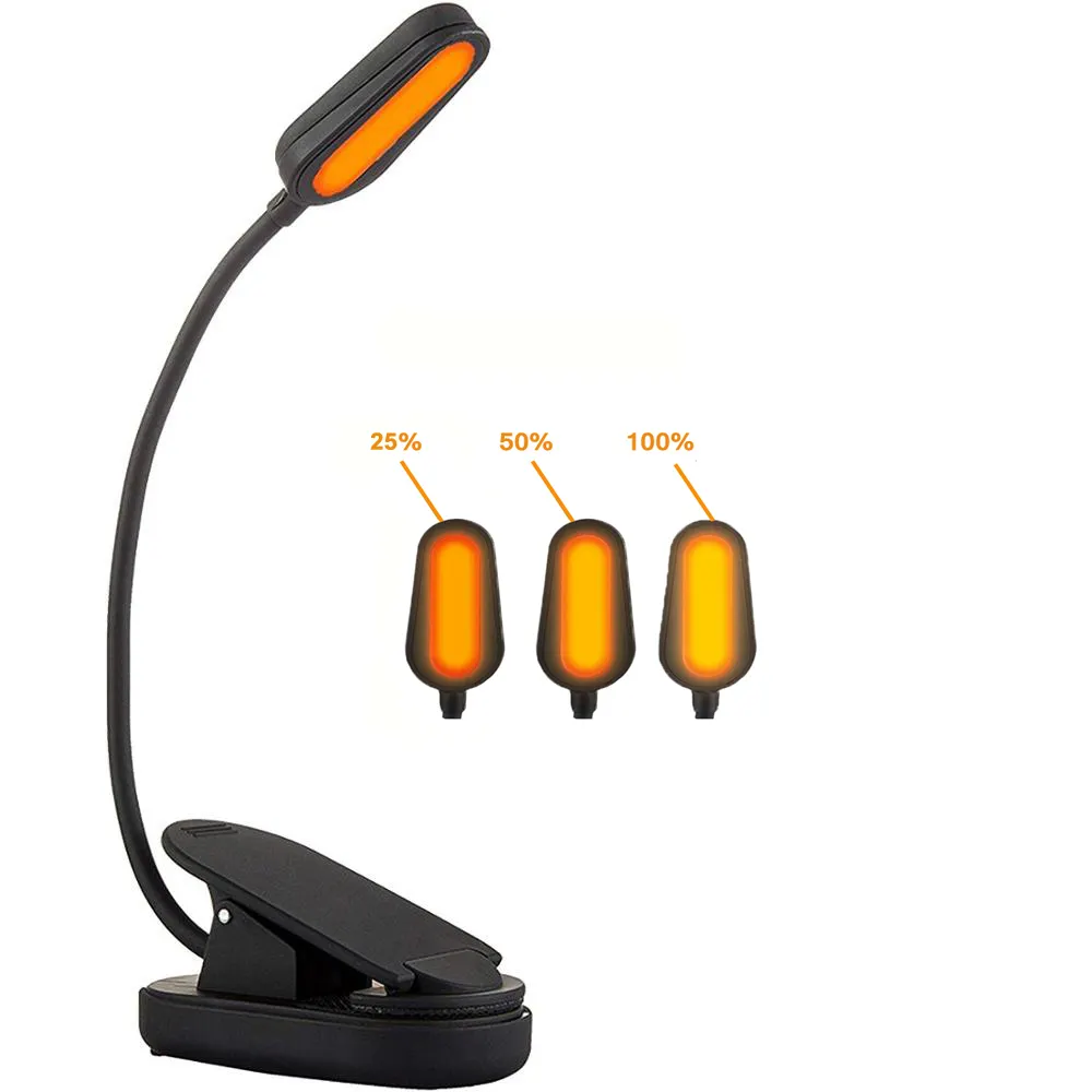 Clip on Foldable Smart Rechargeable Amber Reading led book light