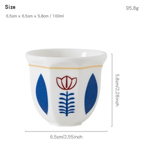 100ml Mini Octagonal Arab Ceramic Espresso & Turkish Flower Tea Cup-Party Reusable Best-selling in Middle East - Product Image 3