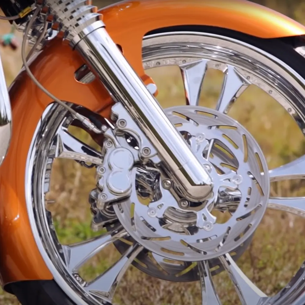 Untuk harley FLT tur electra street glide king sepeda motor 2014-UP standar dual-disc krom CNC kaki bak garpu potongan berongga