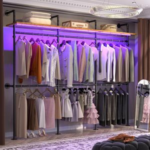 Industrial Pipe Clothing <strong>Rack</strong> for Hanging Clothes Heavy Duty Garment <strong>Rack</strong> Closet <strong>Wardrobe</strong> <strong>Rack</strong> - Product Image 1