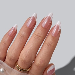 Uñas Postizas BTArtbox Medianas Almendradas para Boda, Uñas de Gel Suave de Alta Calidad al por Mayor, Uñas Postizas con Punta Francesa Rosa Brillante - Product Image 1