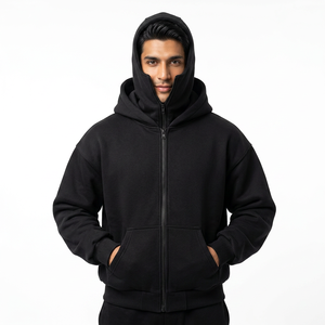 Sudadera con capucha doble tipo balaclava Y2K para invierno, holgada, con forro, para hombre - Product Image 1