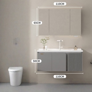 Modern Minimalist Ceramic One-Piece Sink Smart <b>Mirror</b> <b>Wall</b>-Mounted Bathroom Vanity - Product Image 5