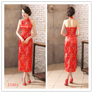 Mujer Sexy sin espalda sin mangas Cheongsam chino tradicional dragón <span class=keywords><strong>Qi</strong></span> <span class=keywords><strong>Pao</strong></span> vestido - Product Image 5