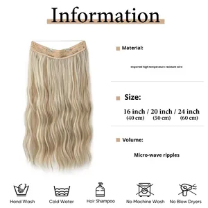 วิกผมลอนฝรั่งเศสแบบใสสำหรับการค้าข้ามพรมแดน วิกผมหนาแบบหนีบสำหรับผู้หญิง ผมสังเคราะห์รูปตัว<span class=keywords><strong>ยู</strong></span> ผม<span class=keywords><strong>ยาว</strong></span>หยิกแบบมีหน้าม้า ความหนาแน่น 120% แบบชิ้นเดียว - Product Image 5