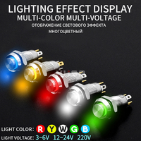 Interrupteurs à bouton-poussoir métalliques étanches 8 10 12 16 mm avec LED, auto-bloquants et à réinitialisation automatique, 3-6V 12-24V 110V 220V, mini-interrupteurs à bouton