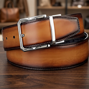 Ceinture en cuir de vachette imprimée par transfert thermique BS INTERNATIONAL avec boucle carrée en acier, écologique, imperméable et haute résistance - Product Image 1