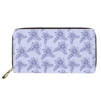 Dompet Cetak Sesuai Pesanan dengan Tempat Kartu, Desain Tropis Hawaii, Dompet Wanita Panjang dengan Ritsleting, Dompet Kulit PU