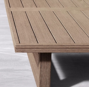 Table et chaises de salle à manger en bois pour patio d'hôtel de luxe, table extérieure en bois massif sur mesure pour villa, ensemble de salle à manger en teck pour bord de piscine - Product Image 4