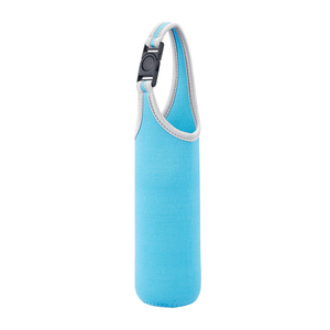 Manchon isotherme en néoprène pour bouteille avec logo personnalisé, poignée à boucle et porte-gobelet pour articles de plein air - Product Image 1