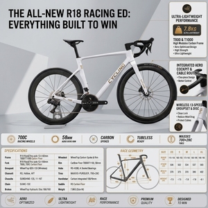 Efq R18จักรยานเสือหมอบแบบทวิตเตอร์น้ำหนักเบาคาร์บอนเต็มรูปแบบ Tx-24s จานเบรกแบบไร้สาย - Product Image 6