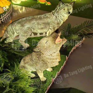 Realistic Wolf Statue Lamp <b>With</b> <b>Led</b> <b>Lights</b> For Garden & Park Artistic Outdoor Holiday Decor For Christmas Halloween Celebrations - Product Image 6