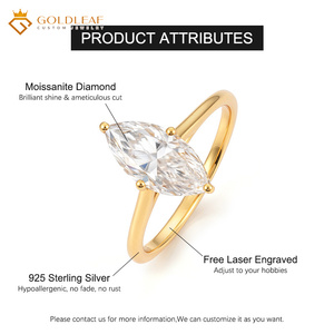Goldleafgem Custom 1CT 2CT 3CT Marquise Cut Luxury Engagement Diamond Wedding <b>Ring</b> 14K Gold Plated Sterling <b>Silver</b> <b>925</b> - Product Image 2