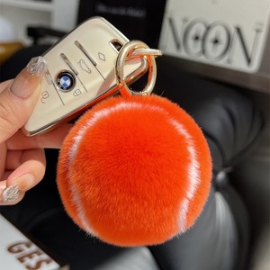 Bóng Tennis mềm mại sang trọng tự làm móc khóa mini Mặt dây chuyền kim loại vòng giảm căng thẳng bóng mờ làm bằng vật liệu hợp kim lông - Product Image 6