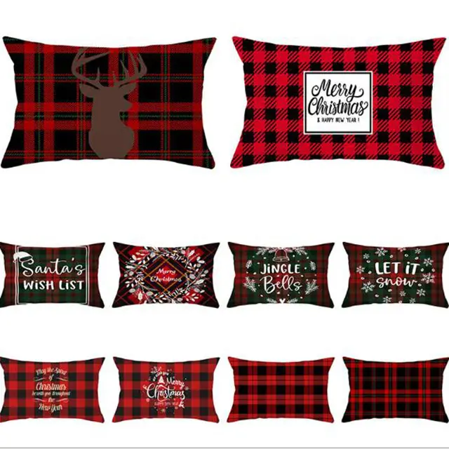 Christmas Throw Pillow Cover Cushion Case Home Office Decorative Rectangle 12 X 20 inches