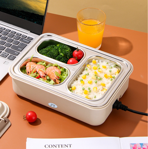 Boîtes à lunch chauffantes électriques en acier inoxydable, boîte à lunch isotherme, boîte à lunch portable pour la maison, boîte à lunch avec sac de rangement - Product Image 1