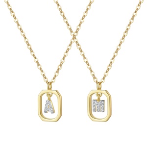 Collier pendentif lettre alphabet en argent sterling 925 plaqué or pour femme, idéal pour cadeaux et fêtes (vente en gros) - Product Image 1