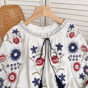 Camisas <span class=keywords><strong>de</strong></span> Primavera Vintage para Mujer, con Mangas Abullonadas y Bordados, <span class=keywords><strong>Blusas</strong></span> Casuales para Dama - Product Image 4