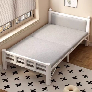 Folding <b>Single</b> Bed Metal Frame Adjustable Dormitory Bed Minimalist Design For Child Small Space Use - Product Image 1